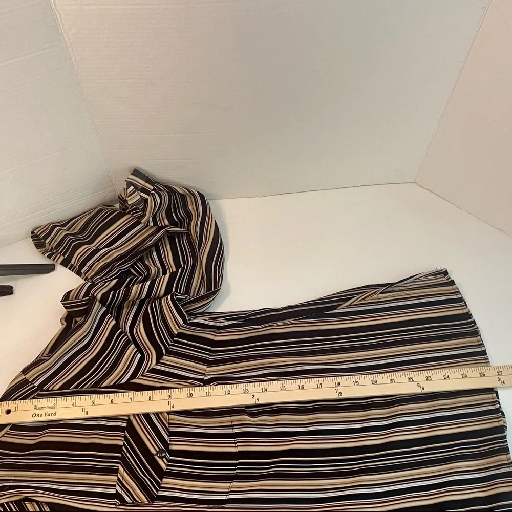 Elementz Stipped Blouse Roll-up Long Sleeve w/tab Brown, Tan, White 2X - Picture 10 of 10